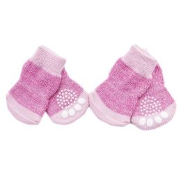 4 Pcs Pink Knitted Dogs Socks Cat Socks Cute Pet Socks Dog Paw Protection for Puppy Indoor Wear