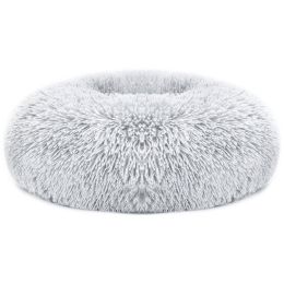 Pet Dog Bed Soft Warm Fleece Puppy Cat Bed Dog Cozy Nest Sofa Bed Cushion M Size (Color: Gray, Size: M)