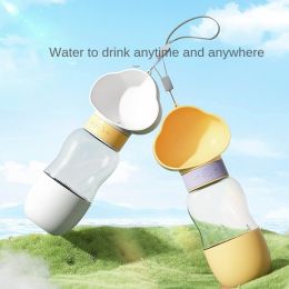 Dog out water bottle dog kettle portable accompanying water bottle dog walking water bottle pet drinking water feeding water dispenser supplies (Size: Cloud yellow trumpet -350ml, colour: Common to cats and dogs)