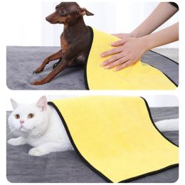 New coral velvet speed pet dry towel dog cat bath towel soft absorbent pet bath towel (Color: [Medium size dog] 50 * 100cm, Size: Yellow)