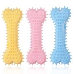 2pcs New dog grinding teeth biting toys Creamy scented with prickly flat bones Large and small dog teeth grinding toys; dog's gifts (Size: Yellow, colour: 2pcs)