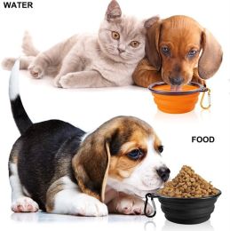 2PCS Folding Bowl Outdoor Portable Dog Bowl Drinking Bowl Dog Bowl Cat Bowl Pet accompanying Cup Dog Bowl (Size: blue, colour: (2pcs)Large buckle 1000ml)