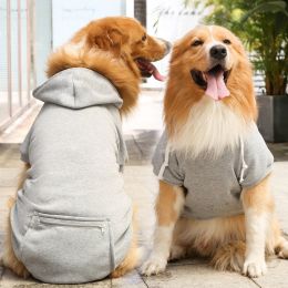 Plaid Dog Hoodie Pet Clothes Sweaters with Hat and Pocket Christmas Classic Plaid Small Medium Dogs Dog Costumes (Size: 3XL (chest circumference 70, back length 55cm), colour: Big dog zipper pocket sweater grey)