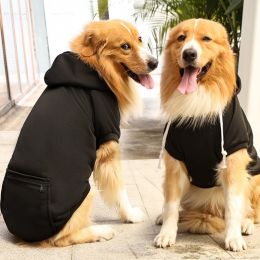 Plaid Dog Hoodie Pet Clothes Sweaters with Hat and Pocket Christmas Classic Plaid Small Medium Dogs Dog Costumes (Size: 5XL (chest circumference 92, back length 70cm), colour: Big dog zipper pocket sweater black)