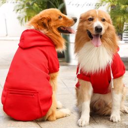 Plaid Dog Hoodie Pet Clothes Sweaters with Hat and Pocket Christmas Classic Plaid Small Medium Dogs Dog Costumes (Size: 5XL (chest circumference 92, back length 70cm), colour: Big dog zipper pocket sweater pure red)