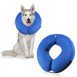 Soft Dog Cone Collar for After Surgery - Inflatable Dog Neck Donut Collar - Elizabethan Collar for Dogs Recovery (Size: M, colour: CQLQ04 Red and Black Velcro)