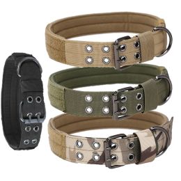Super strong large dog collar with D-Ring & Buckle Collars Medium sized dog Golden haired horse dog Fierce dog collar (Size: M, colour: Muddy color)