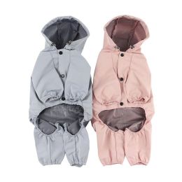 Pet dog clothing waterproof breathable reflective clothing small dog raincoat; Light reflecting strip (Size: S, colour: pink)