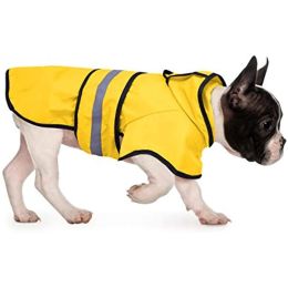 Reflective Dog Raincoat Hooded Slicker Poncho for Small to X-Large Dogs and Puppies; Waterproof Dog Clothing (Color: Safety Orange, Size: Medium)