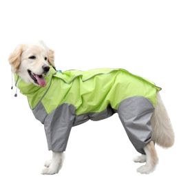 A Raincoat for all small and large dogs; Pet raincoat Medium large dog Golden hair Samo Alaska waterproof four foot raincoat Dog hooded raincoat (Size: 18, colour: Fluorescent green)