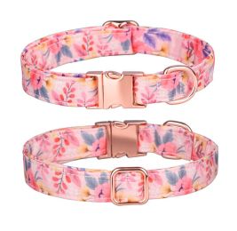 Sunflower pet collar cotton breathable dog collar pet supplies wholesale (Size: M width 2.0 adjustment 31-50CM, colour: pink)