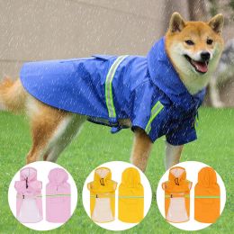 Pet raincoat for large and small dog; PU waterproof big dog raincoat; outdoor reflective dog raincoat (Size: M, colour: Blue)