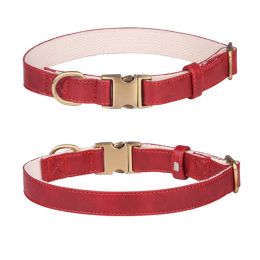 Leather dog collar; Leather Dog Collar Soft Padded Breathable Adjustable Tactical Pet Collar with Durable Metal Buckle for Small Medium Large Dogs (Size: M code, colour: Leather)