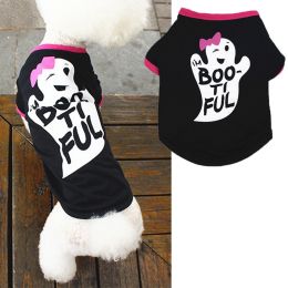 Halloween Pet Dog Holiday Pumpkin Skull Teddy Funny T-Shirt (Size: M)