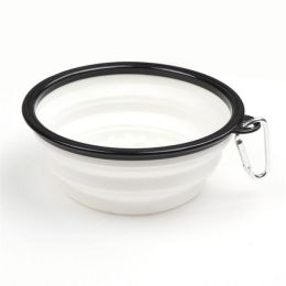 Portable Pet Feeder Travel Foldable Pet Dog Bowl Silicone Collapsible Slow 350ml/1000ml Feeding Bowl (Color: white, Size: Diameter 13 cm)