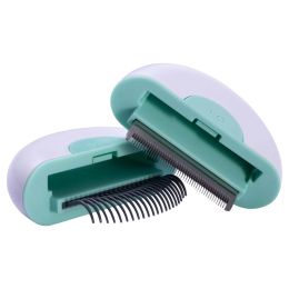 Pet Life 'LYNX' 2-in-1 Travel Connecting Grooming Pet Comb and Deshedder (Color: Green, Size: Small)