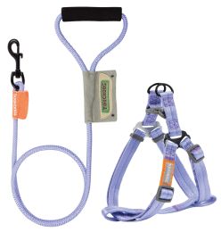Touchdog 'Macaron' 2-in-1 Durable Nylon Dog Harness and Leash (Color: Purple, Size: Medium)