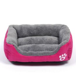 Washable Pet Dog Cat Bed Puppy Cushion House Pet Soft Warm Kennel Dog Mat Blanke (Color: Pink, Size: S)